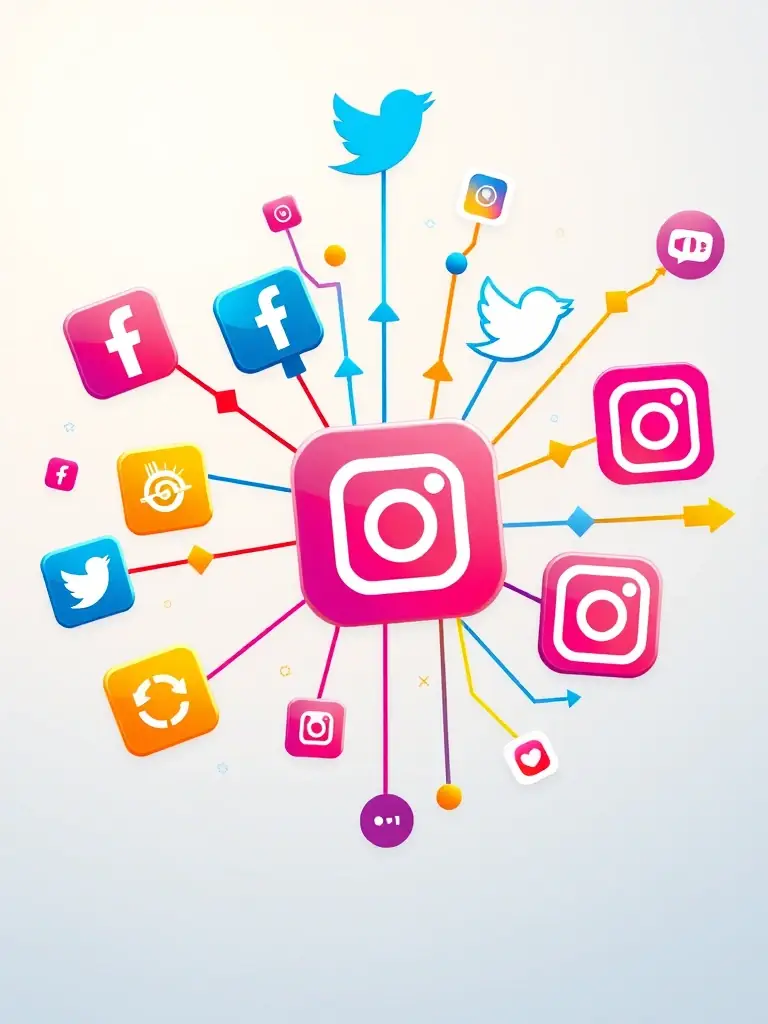 A dynamic image featuring various digital marketing elements such as social media ads, email marketing templates, and search engine optimization graphics, all seamlessly integrated.