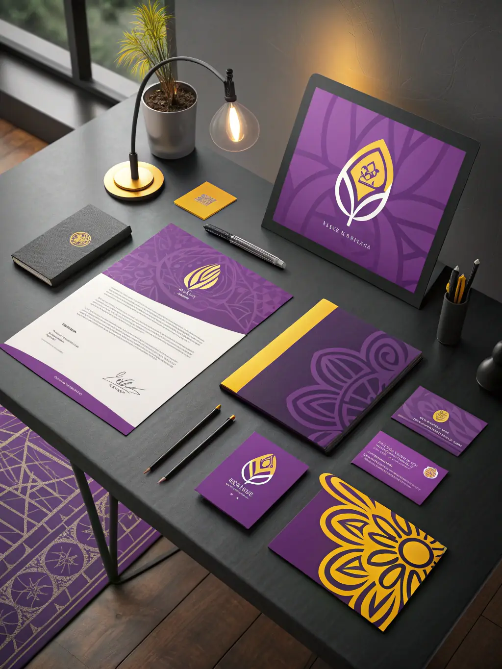 A visually appealing image showcasing a cohesive branding package, including logo design, color palette, typography, and brand guidelines, presented in a professional manner.